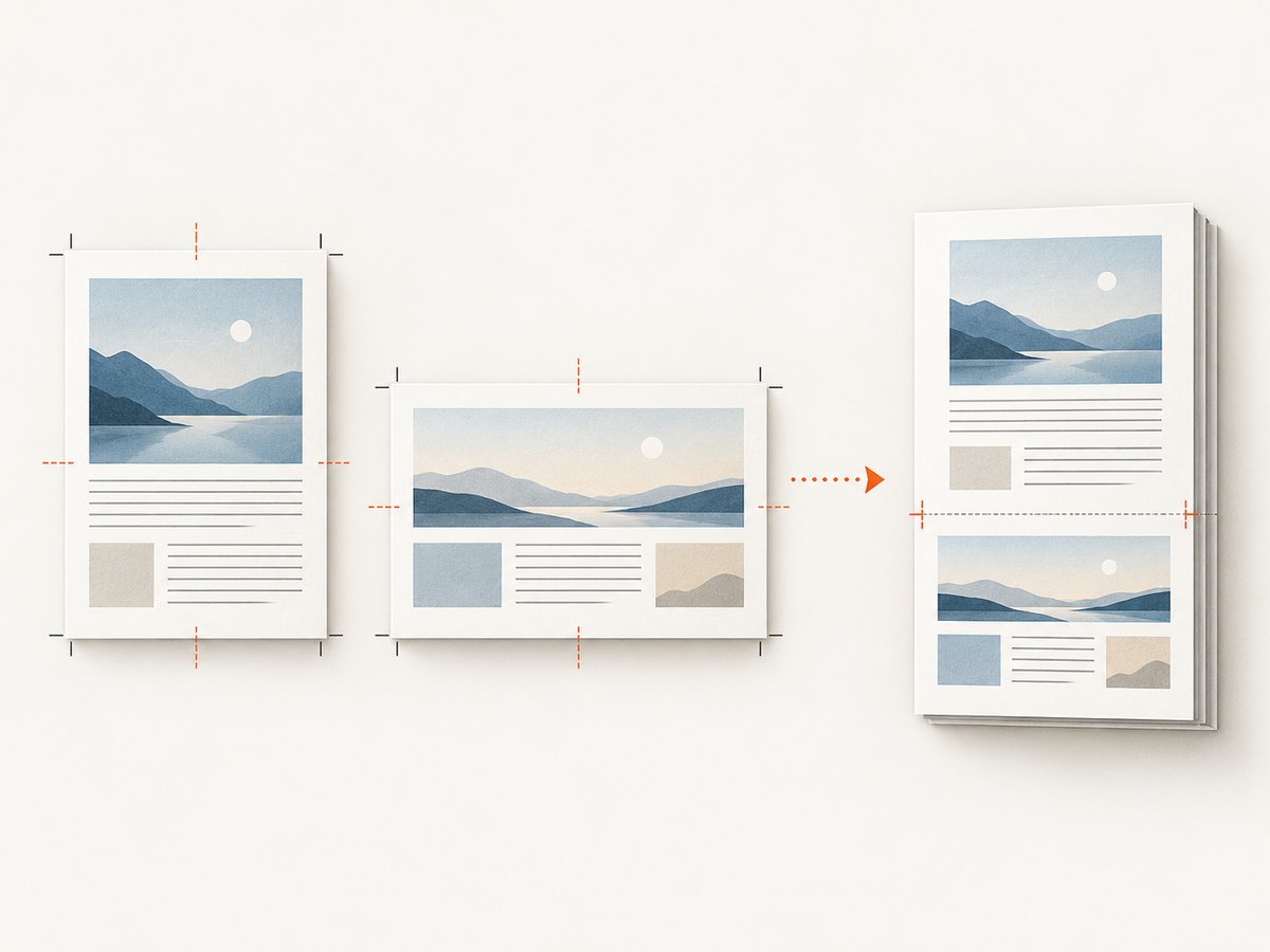 Separate rendering gives explicit control over page orientation when final page dimensions must be dependable.