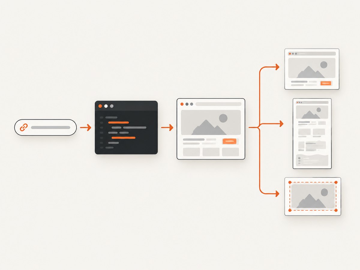 Puppeteer exposes page and element capture as browser automation outputs.