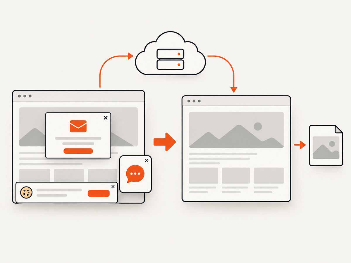 A capture service can remove common overlays before returning the screenshot.