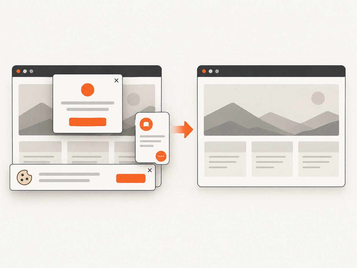 A hosted capture service can clean common overlays before returning the image.