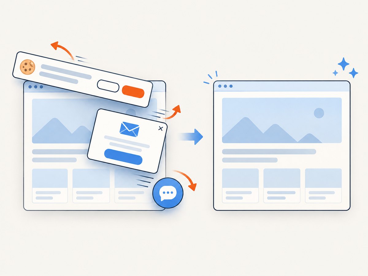 Cleanup steps can remove common overlays before a screenshot is billed.