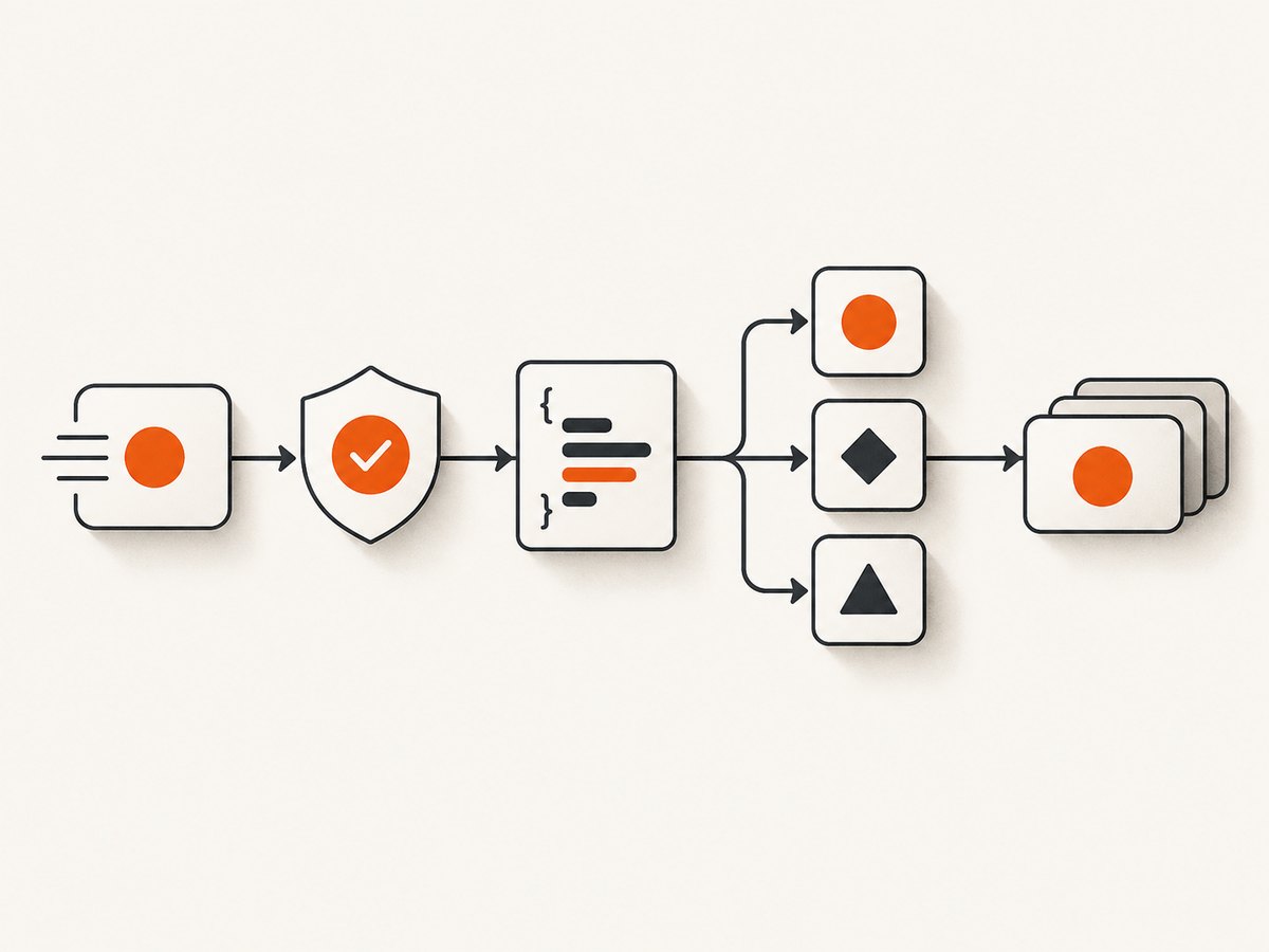 A reliable webhook pipeline authenticates the raw body before parsing and dispatching the event.