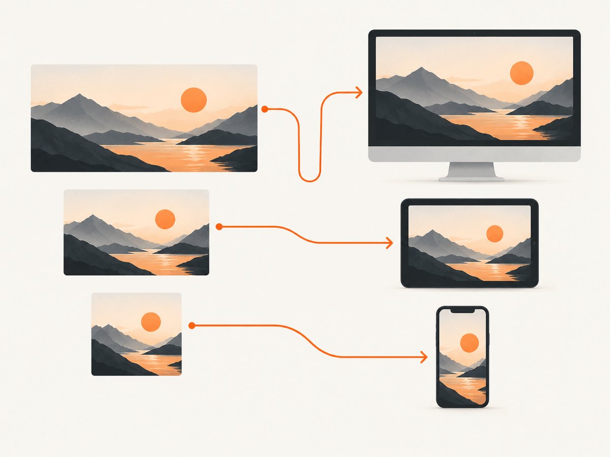 Responsive candidates let the browser select an image suited to the rendered slot and display.