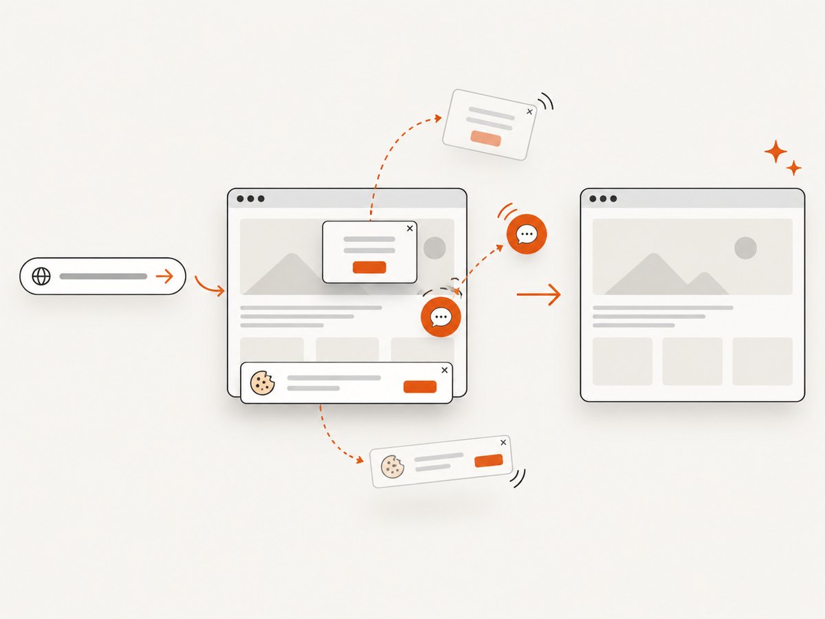 A clean capture removes distracting consent banners, popups, and chat widgets before the image is produced.