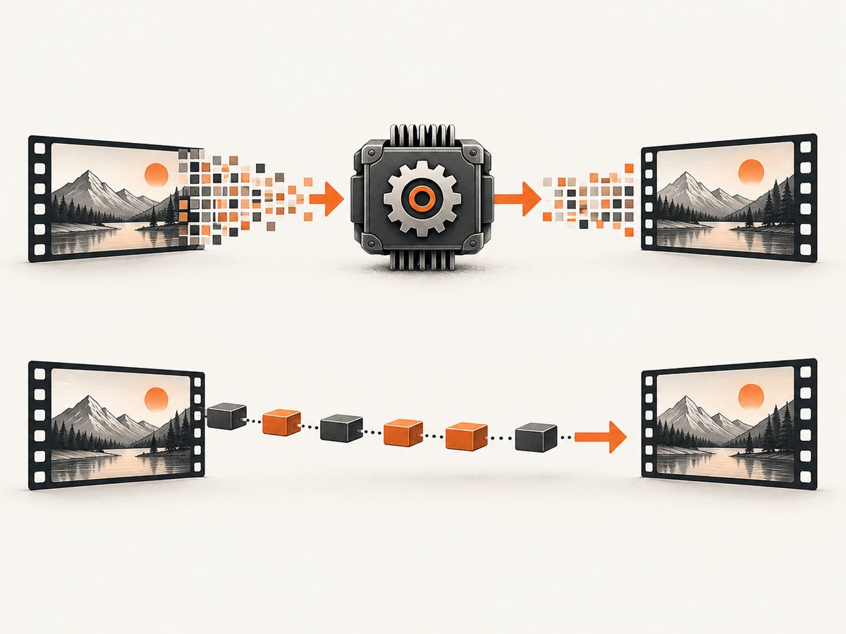 FFmpeg can copy compatible encoded streams or decode and re-encode when conversion or filters are required.