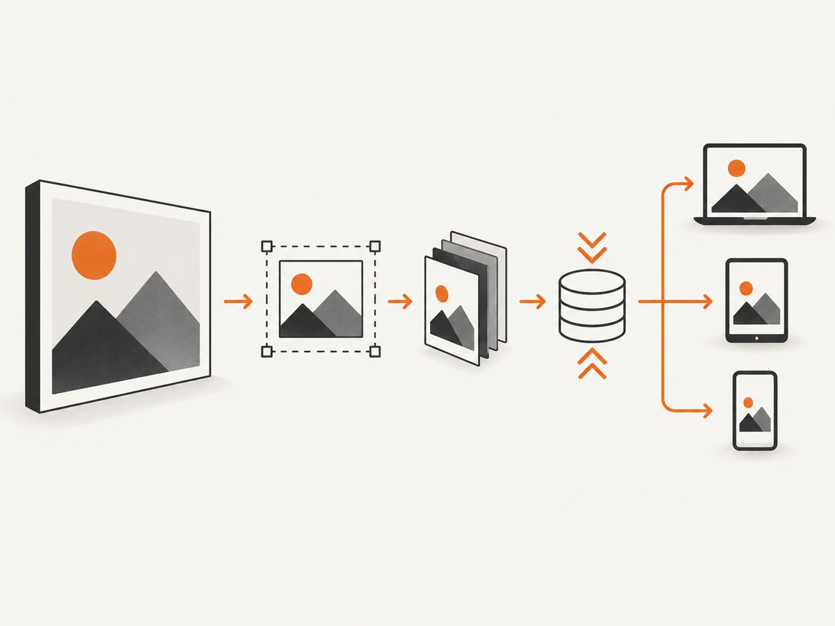 Resize and encode images for the dimensions each layout actually uses.
