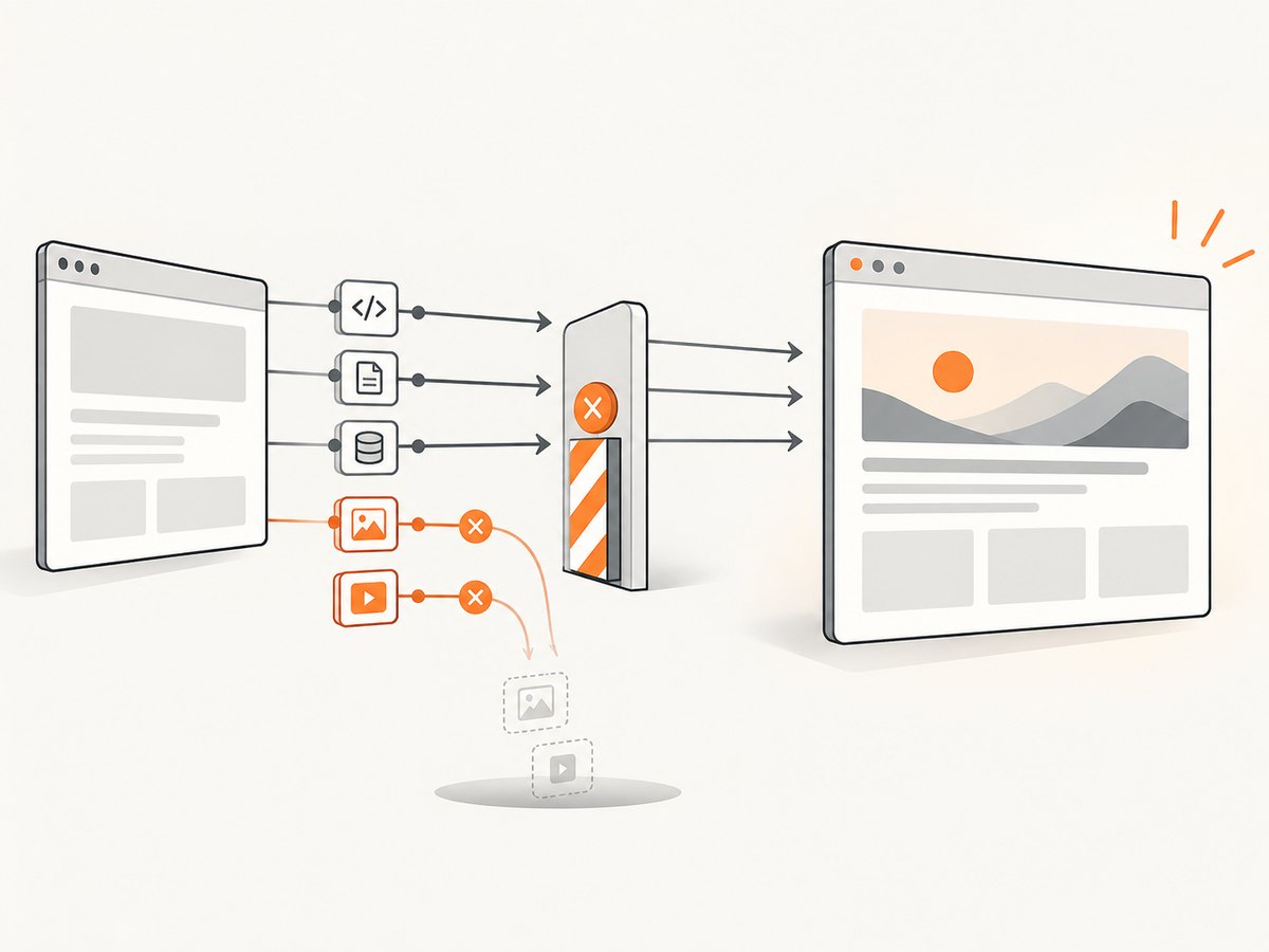 Block only requests that the required capture can do without, then verify the result.