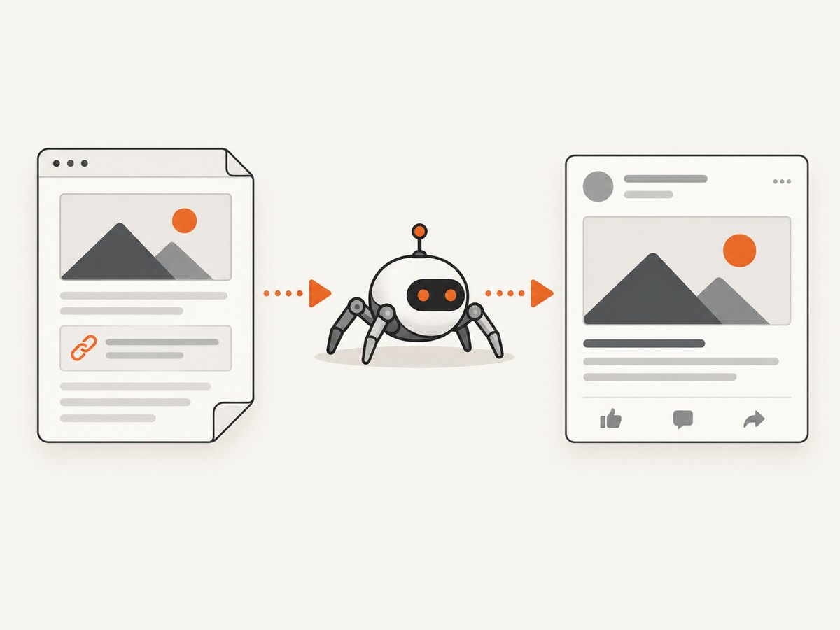 The crawler reads server-rendered metadata and fetches the image URL before building a preview.