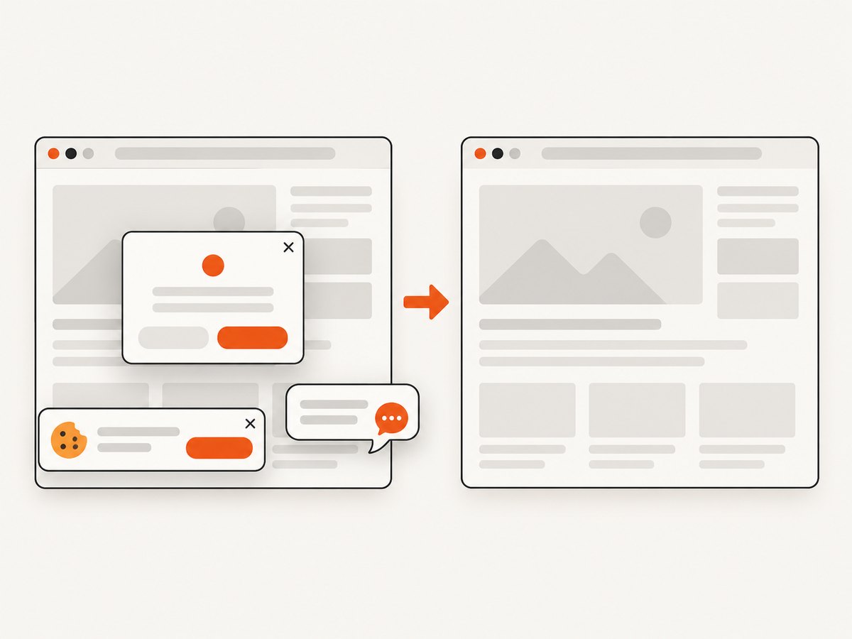 A clean capture removes common overlays before visual regression checks.