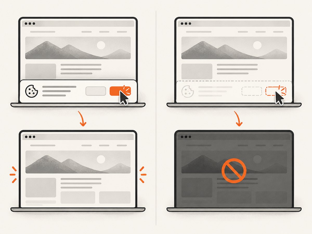 Hiding the visible panel cleans up appearance but may leave consent state and page behavior unchanged.
