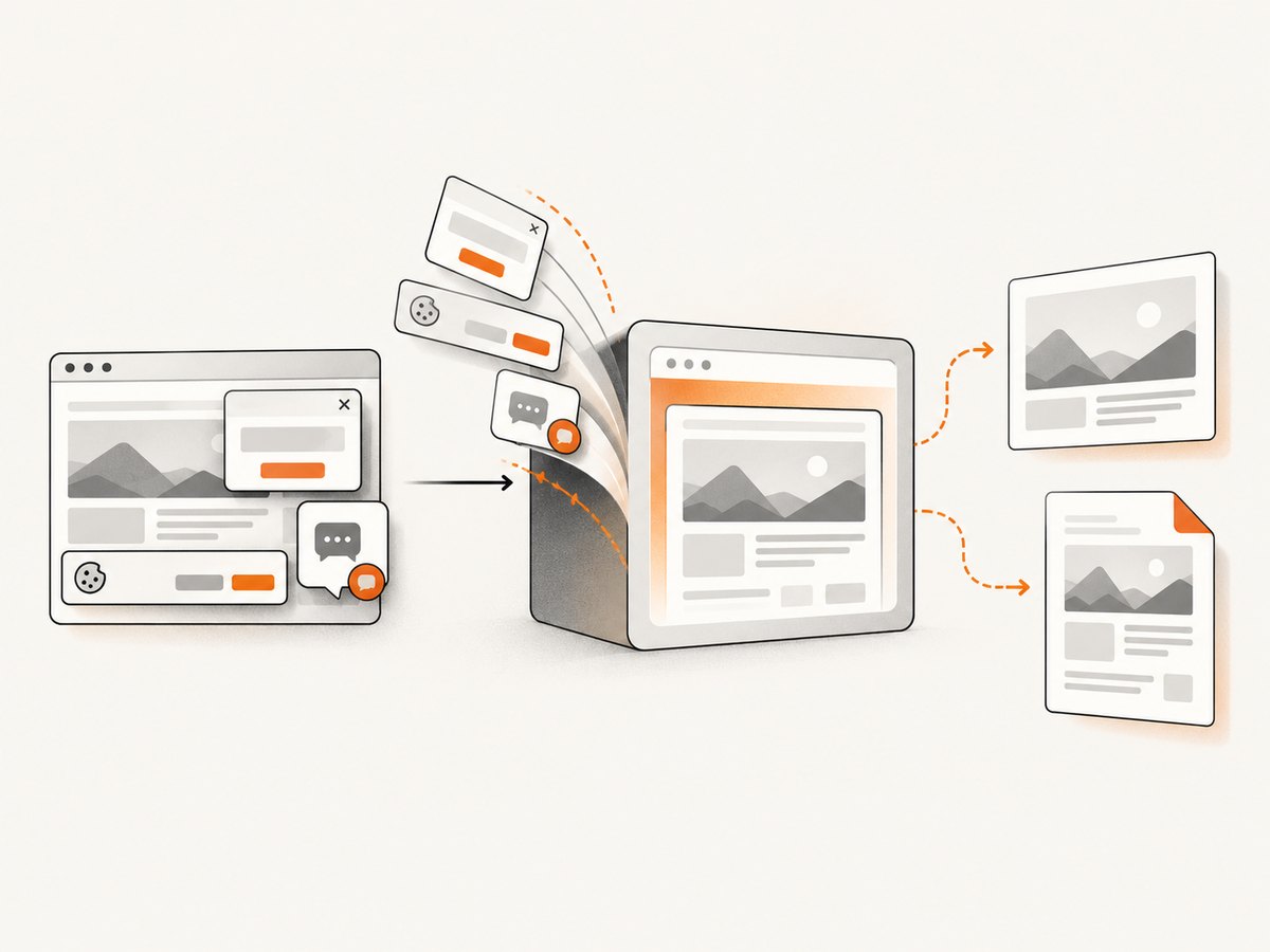 A hosted capture service can remove common overlays before returning the screenshot.