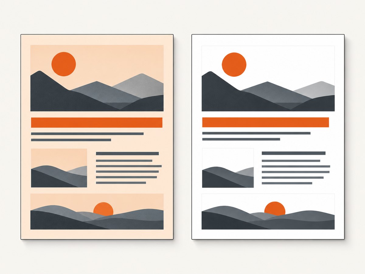 Print media can change layout, while the PDF background option controls whether background graphics appear.