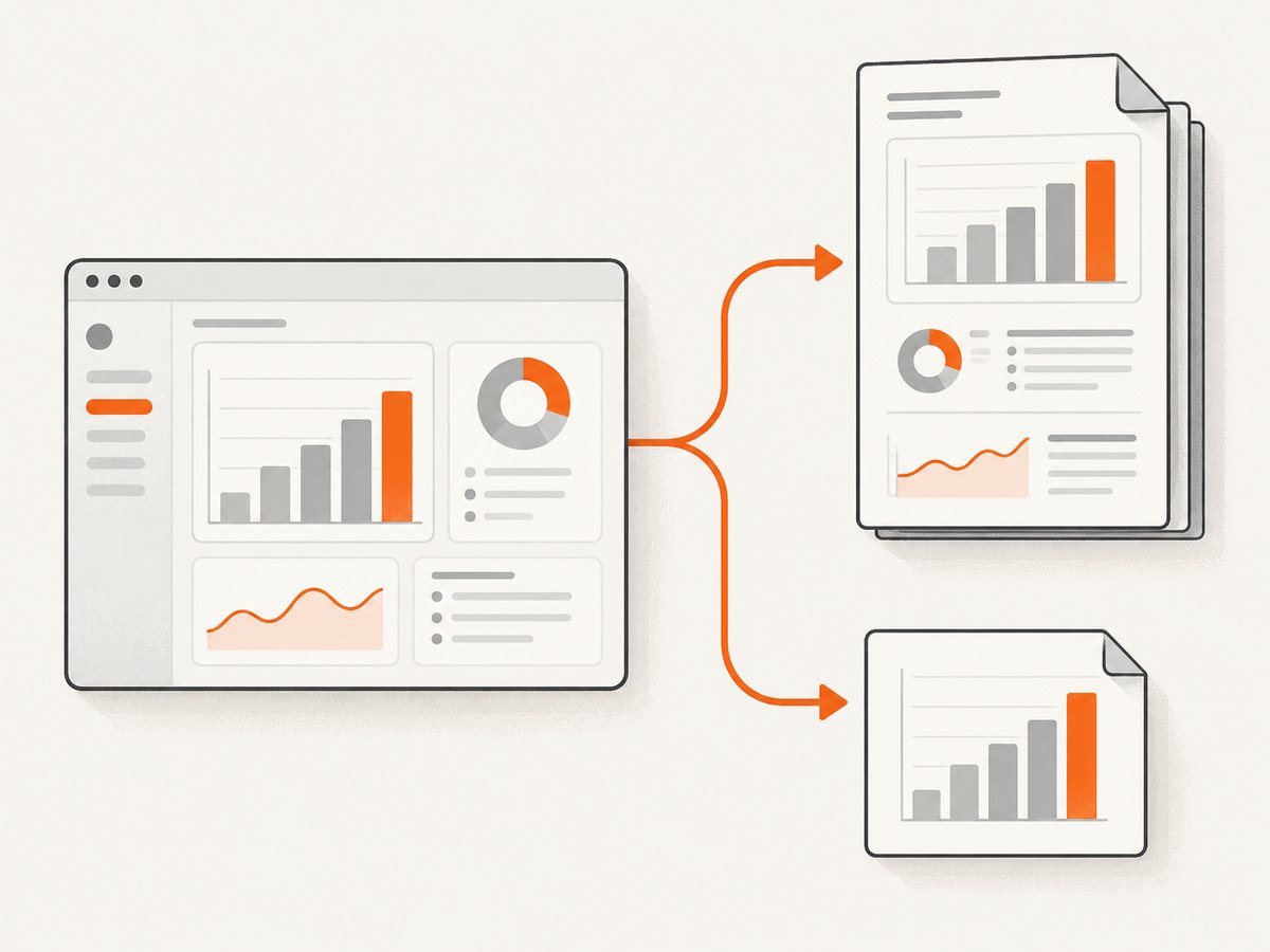 Choose page printing for a complete report and chart export for a chart-only artifact.