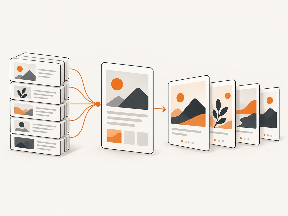 A template turns each record into one consistently structured slide.