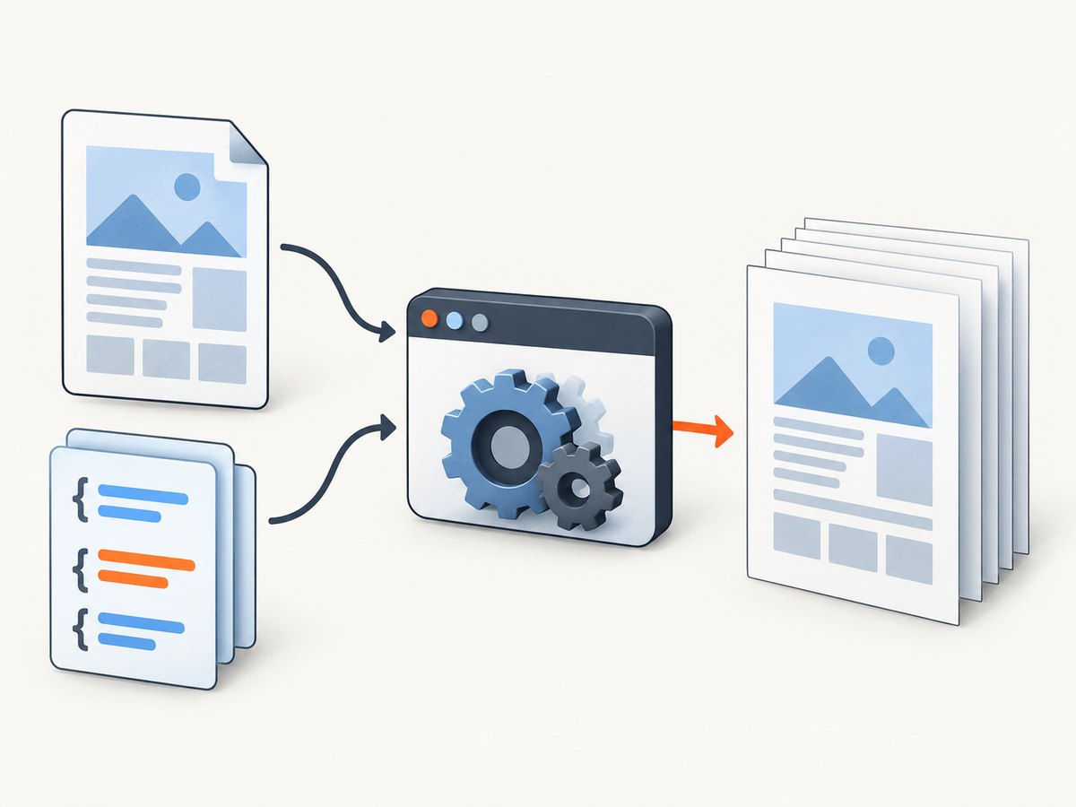The rendering pipeline: HTML and print CSS become paginated A4 pages.