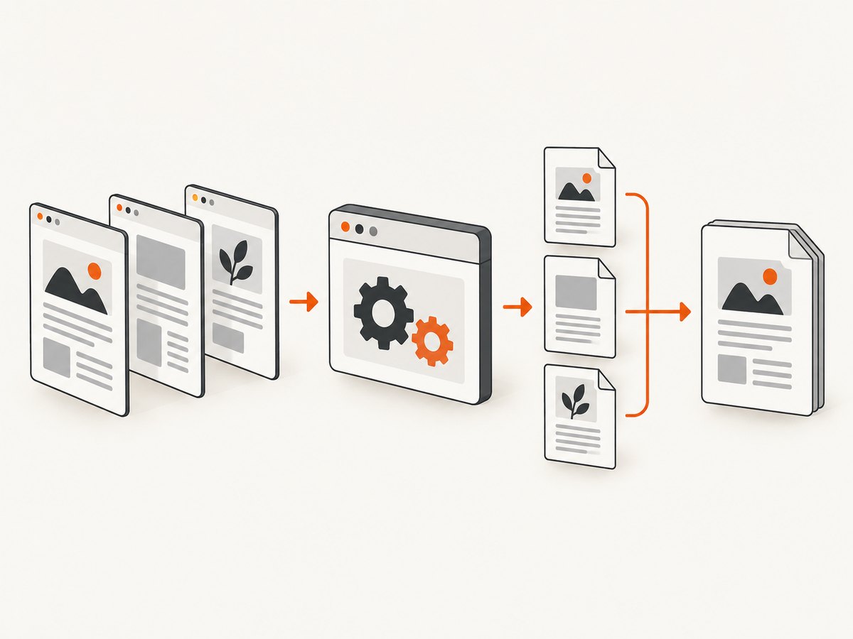 Render each URL separately, then merge the PDFs in the original order.