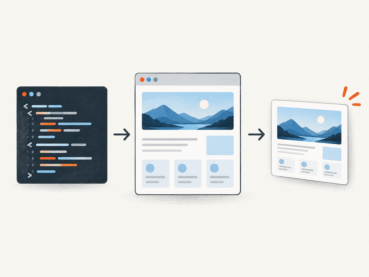 HTML preview turns editable markup into a visual result that can then be captured.