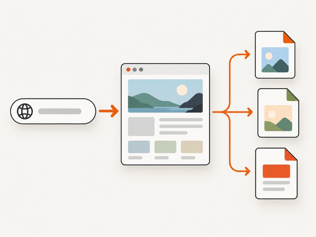 A screenshot workflow can turn one URL into image or PDF outputs.
