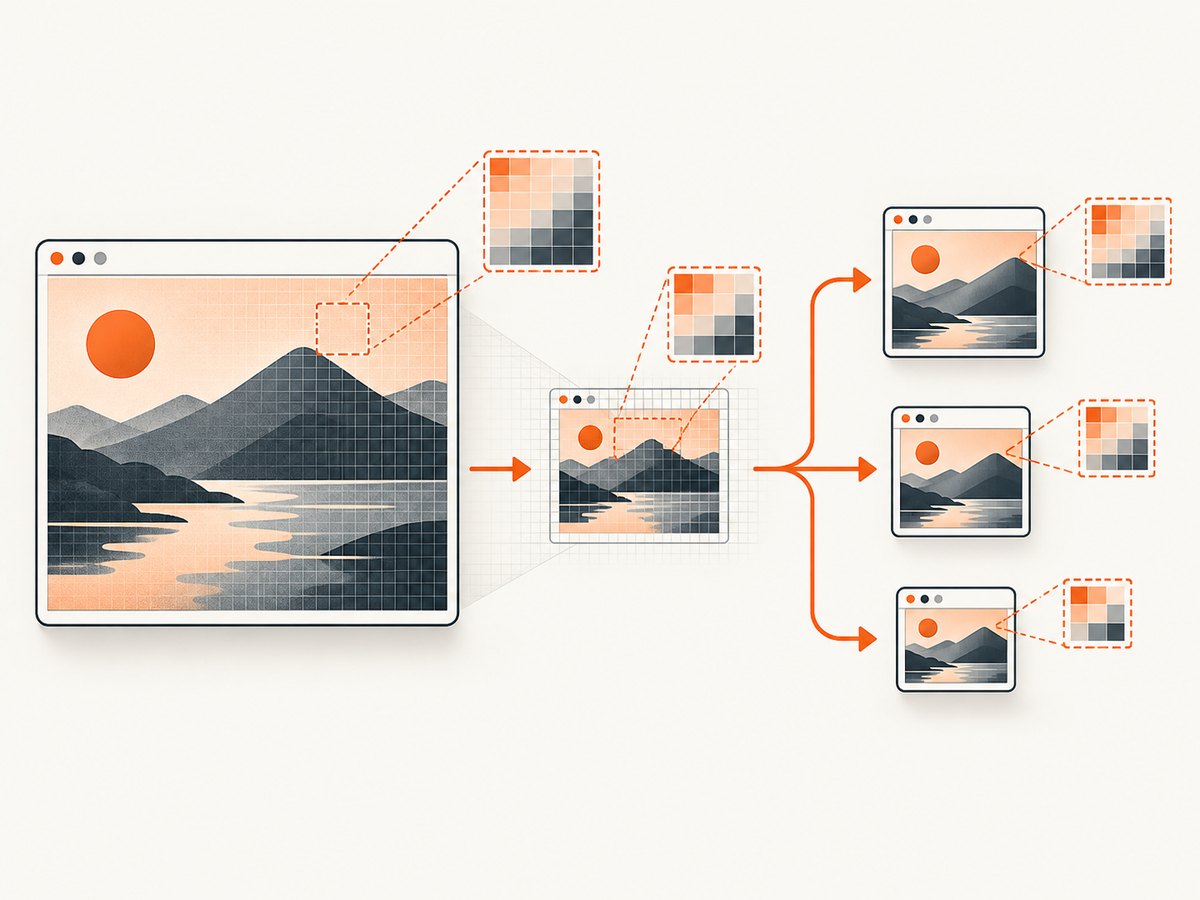Resize every variant from one untouched original so you do not compound resampling loss.