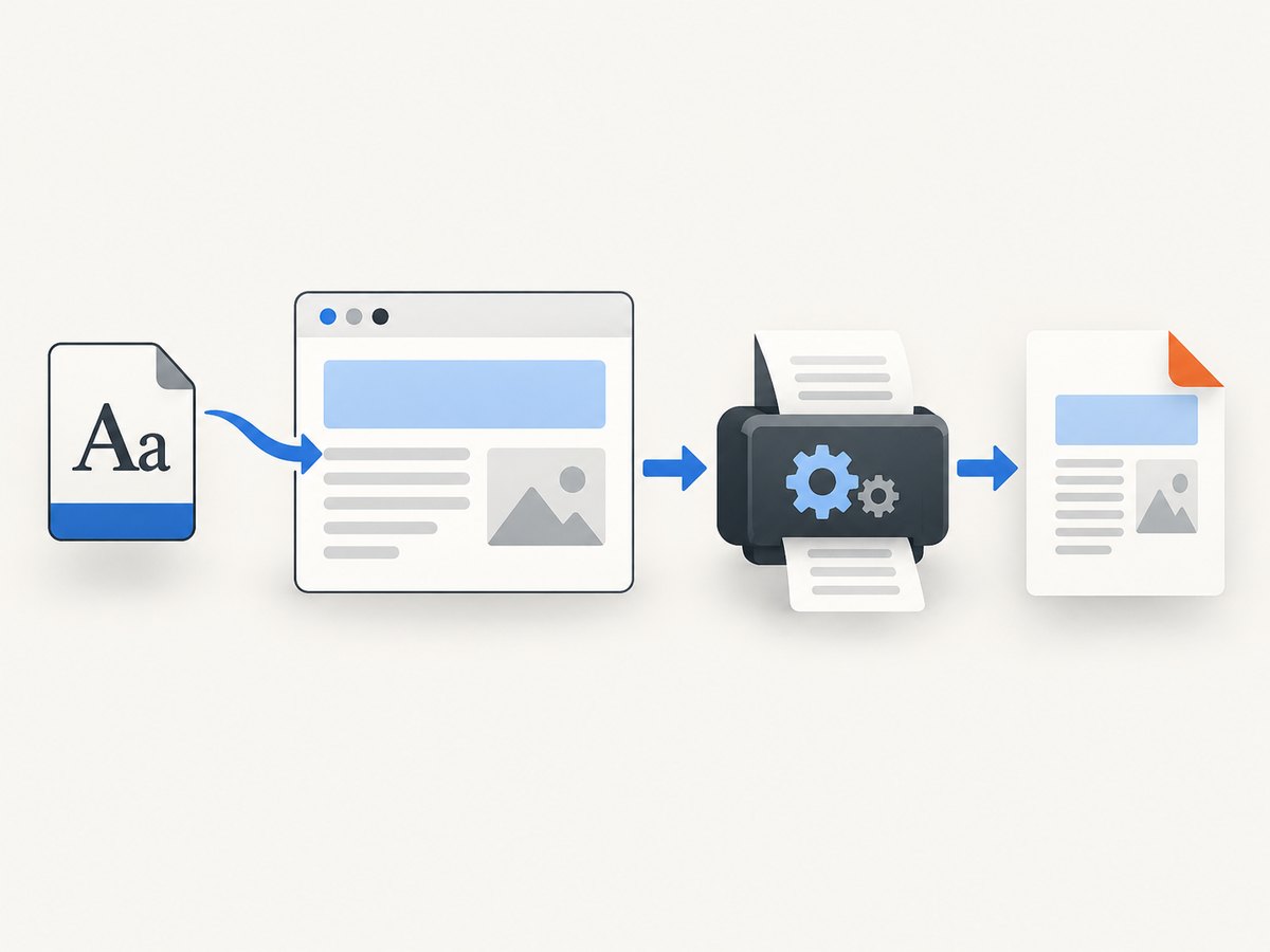 The font resource must load before Chromium lays out and prints the page.