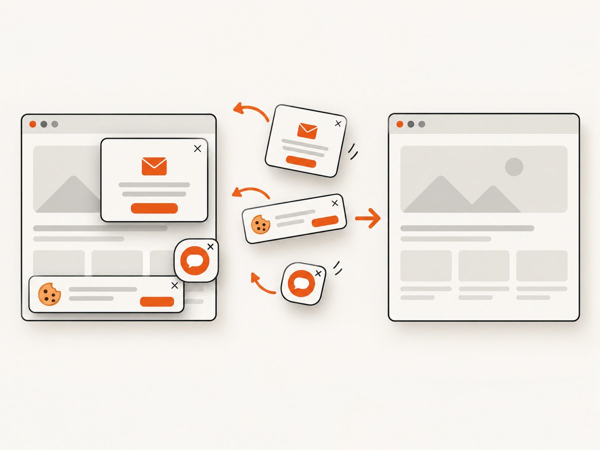 Screenshot cleanup removes common overlays before the page image is returned.