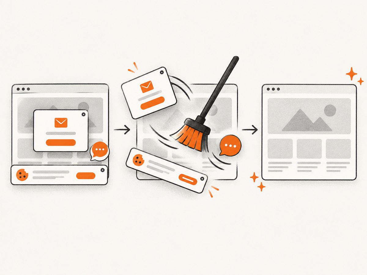 Browser automation can wait for page state and remove obstructing elements before capture.