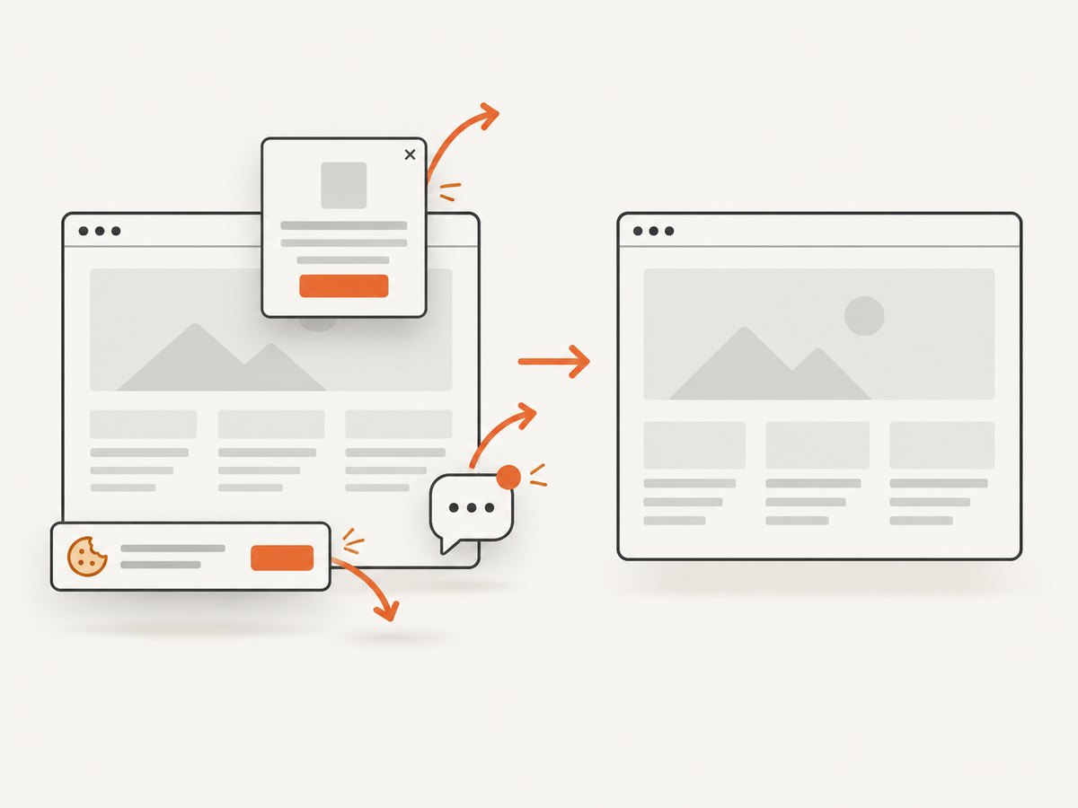 A capture pipeline can wait for page readiness and remove obstructing overlays before saving the result.