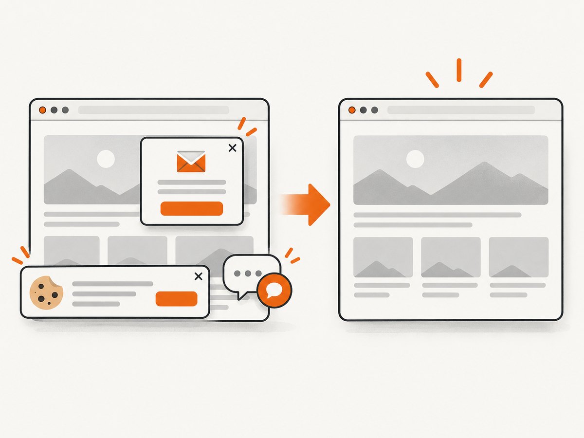 A clean screenshot service can remove consent banners, popups, and chat widgets before capture.