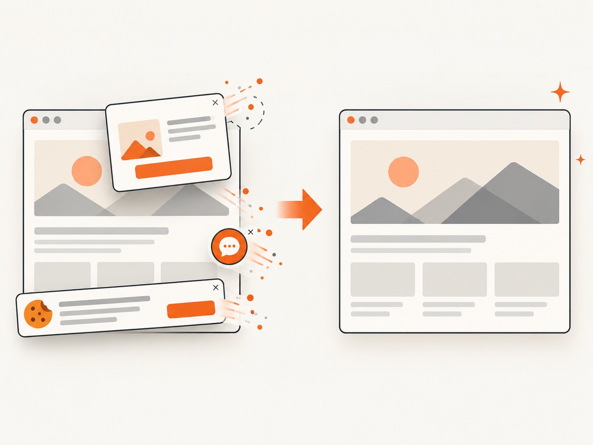 Consent banners and overlays can be removed before capture when using a screenshot API.