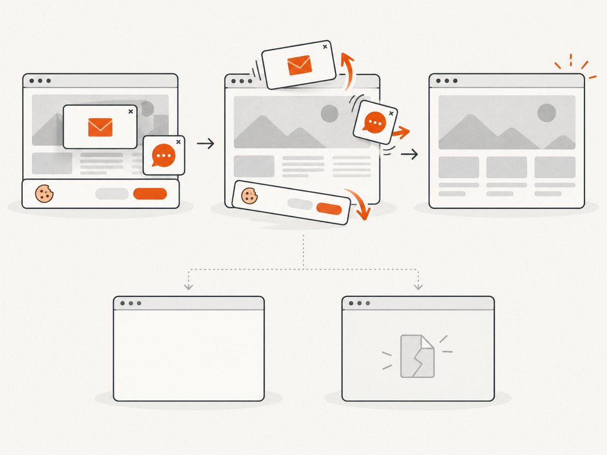 A clean capture service can remove common overlays before rendering the page.