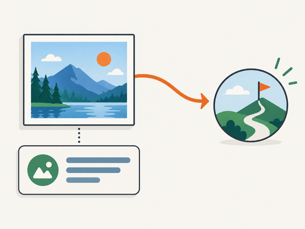 The image URL loads the asset, while alternative text communicates its meaning or linked action.