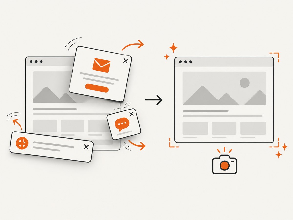 Consent banners and overlays can change the pixels unless they are handled before capture.