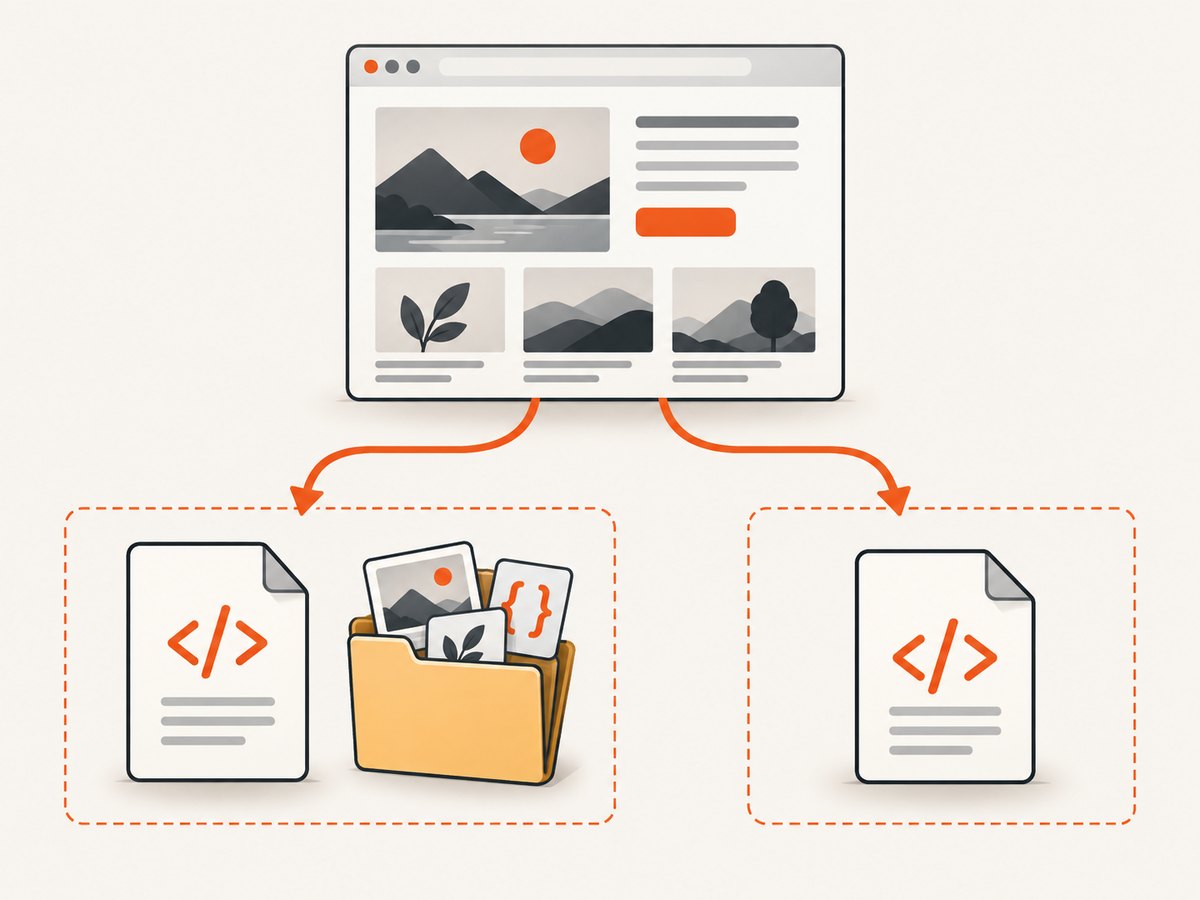 A complete browser save keeps the HTML file with a companion resource folder.
