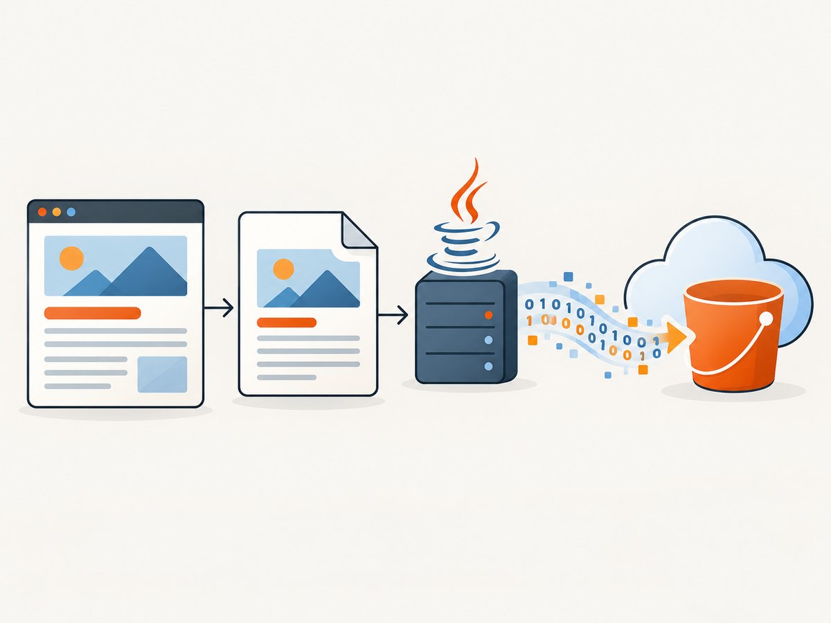 A web capture service can generate the PDF; Java then uploads the returned bytes to S3.