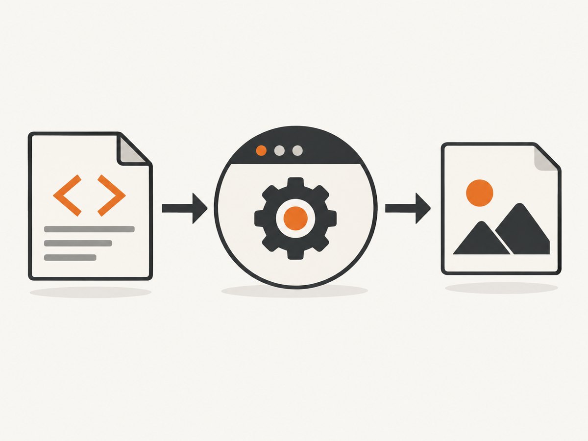 A browser renders HTML before the screenshot API writes PNG pixels.