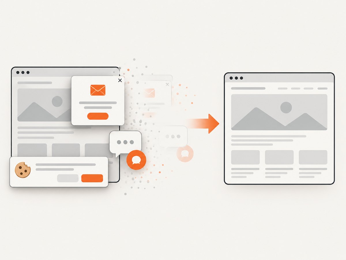 A clean capture removes common consent and overlay elements before the image is returned.