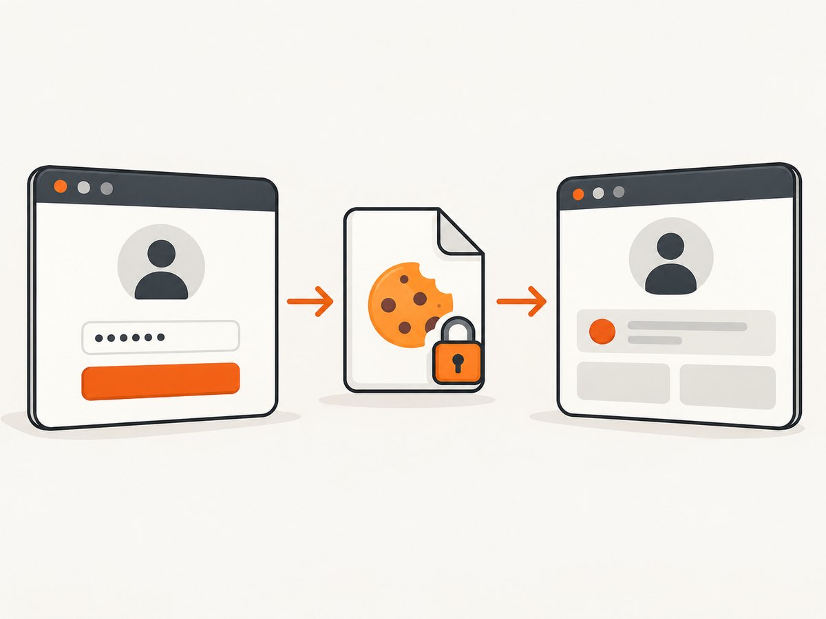 The save-and-restore flow: log in once, export cookies, then load them after opening the matching domain.
