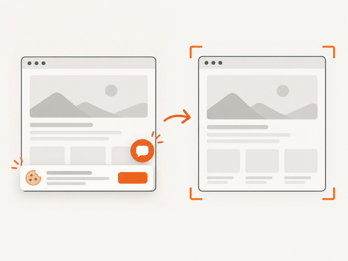A capture service can handle consent banners and overlays before producing the screenshot.