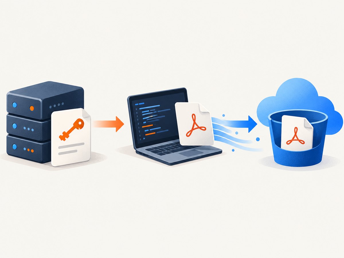 The presigned PUT flow: trusted authorization followed by a streamed HTTP upload.
