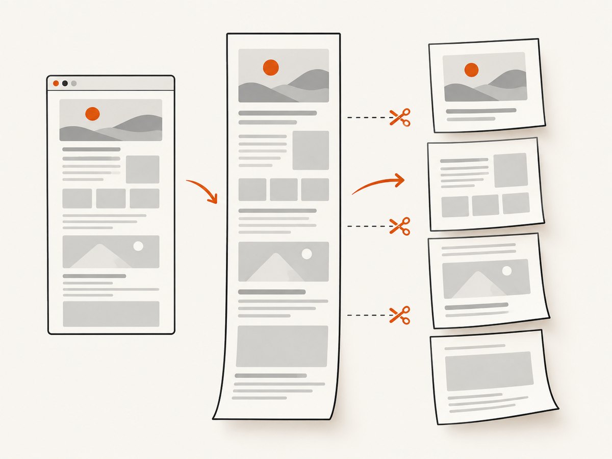 A full-page screenshot may need to be split across PDF pages to remain readable.