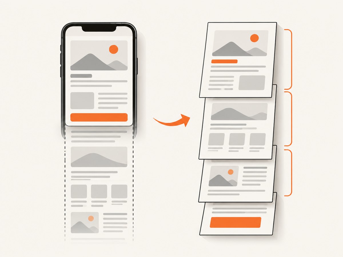 A full-page capture includes content beyond the visible screen, unlike converting an ordinary screenshot image.