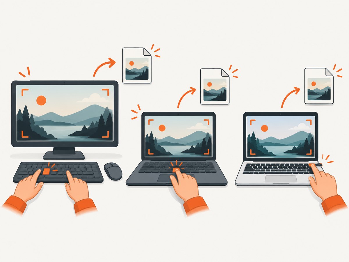 Built-in screenshot tools differ in shortcuts, save locations, and how explicitly they let you choose PNG.