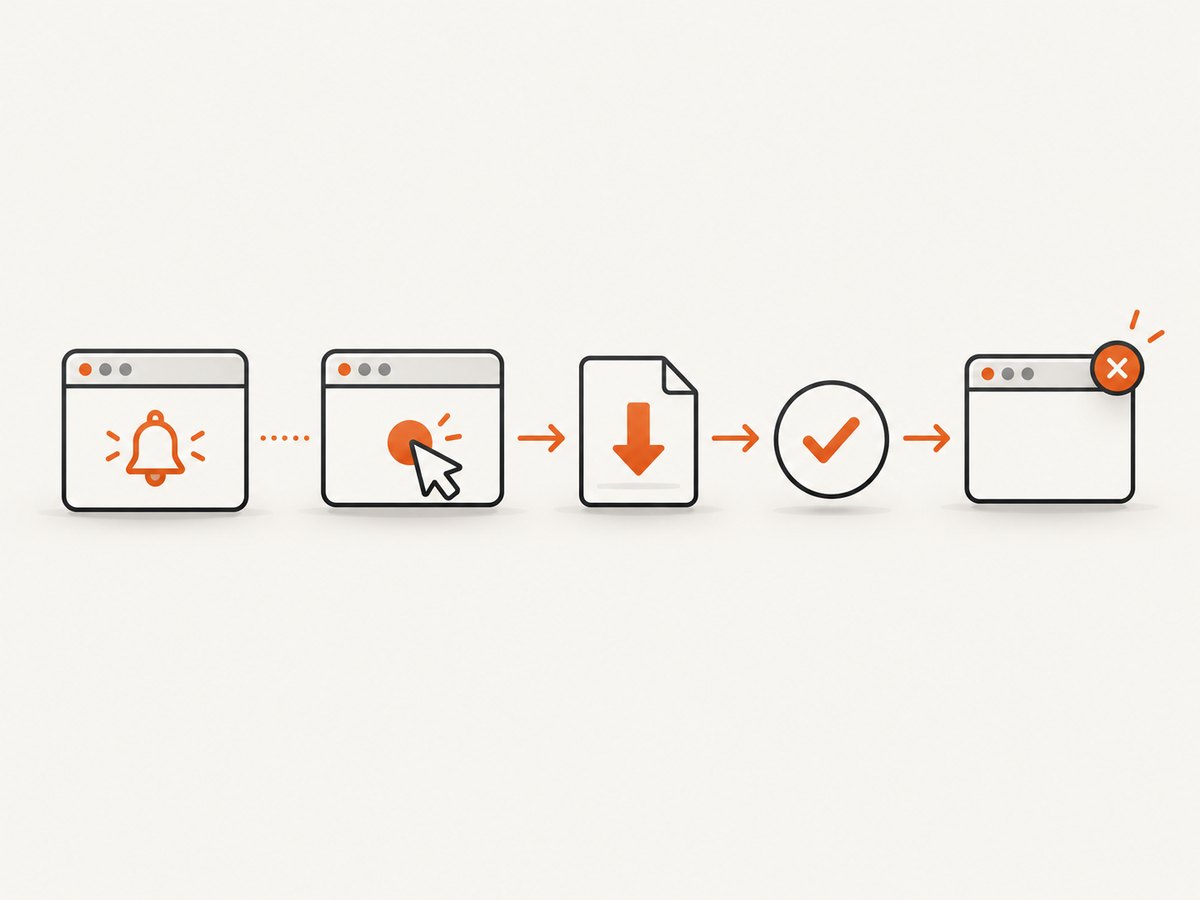 Register the download wait first and persist the file before teardown.