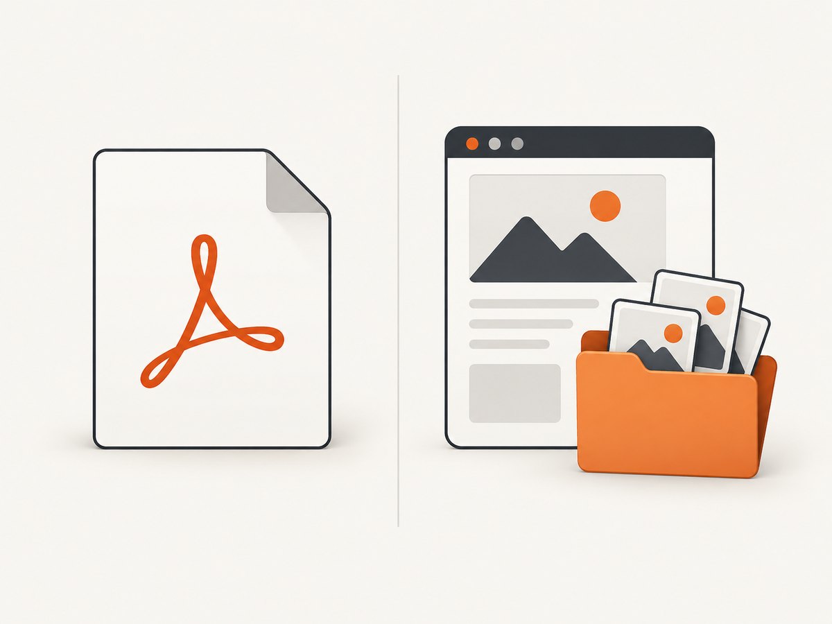 A PDF is one portable file; a complete offline webpage may rely on its neighboring asset folder.