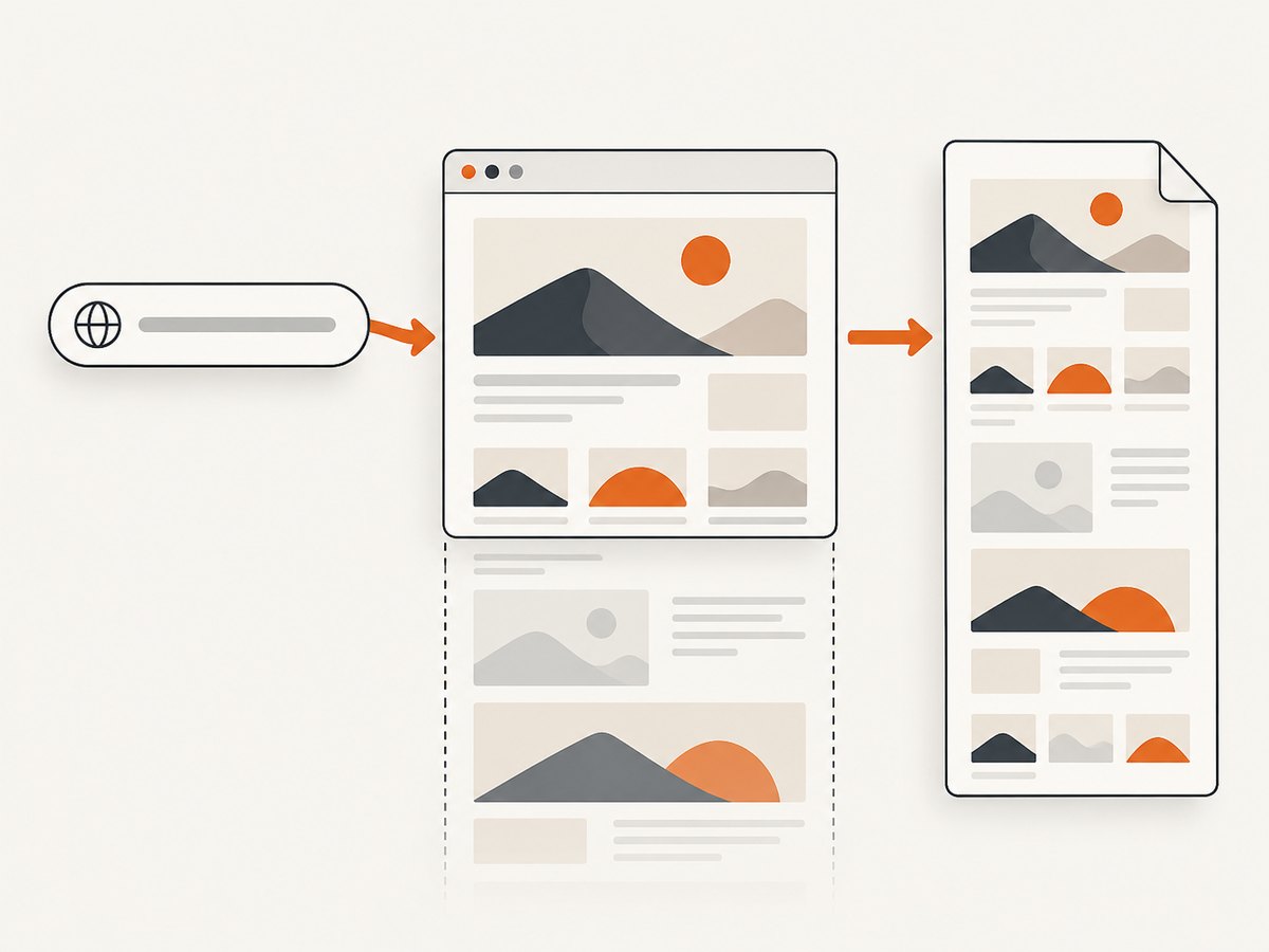 A full-page capture renders the webpage and saves the visible result as an image.