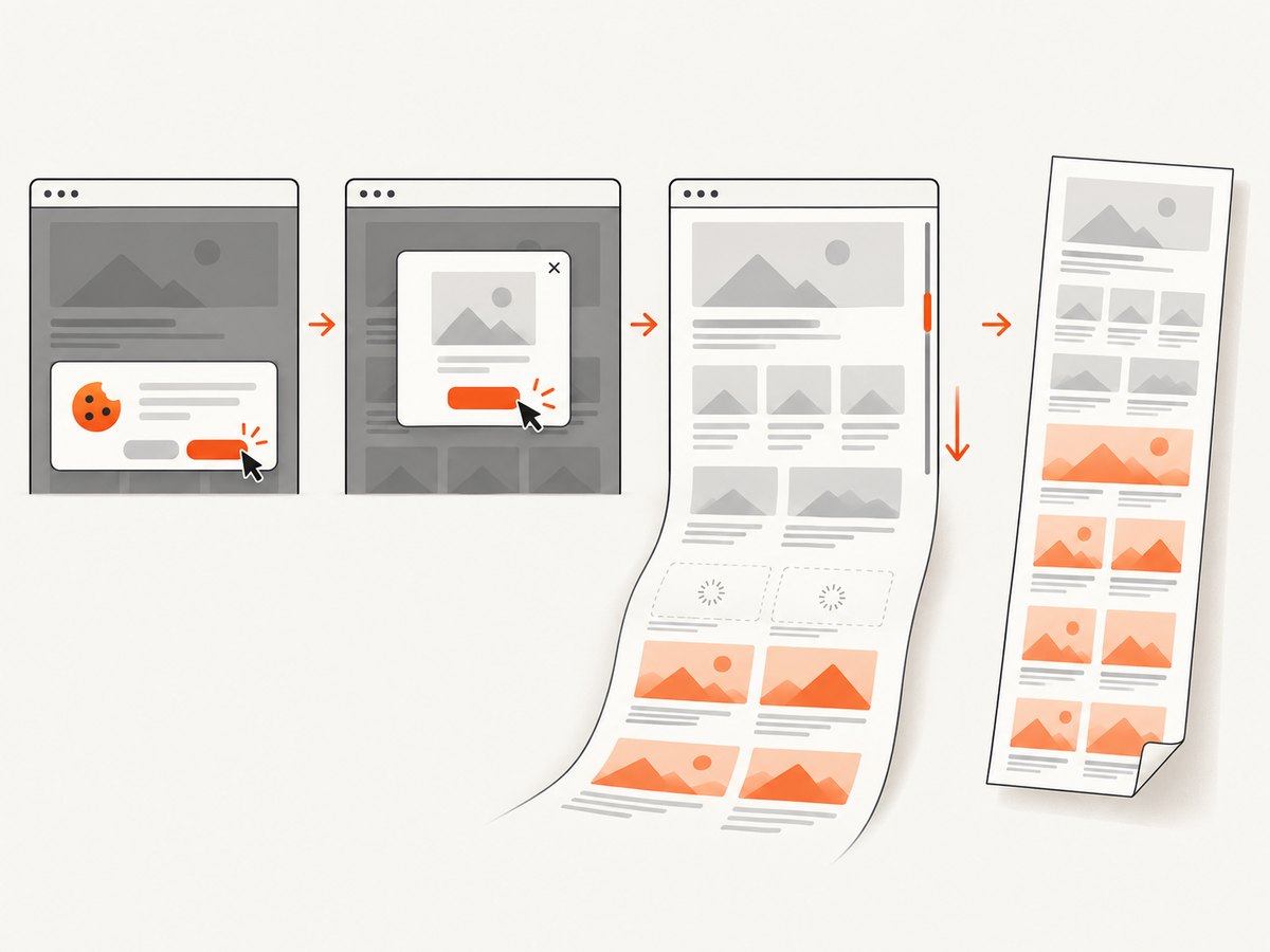 A reliable full-page capture waits for content and accounts for overlays and lazy loading.