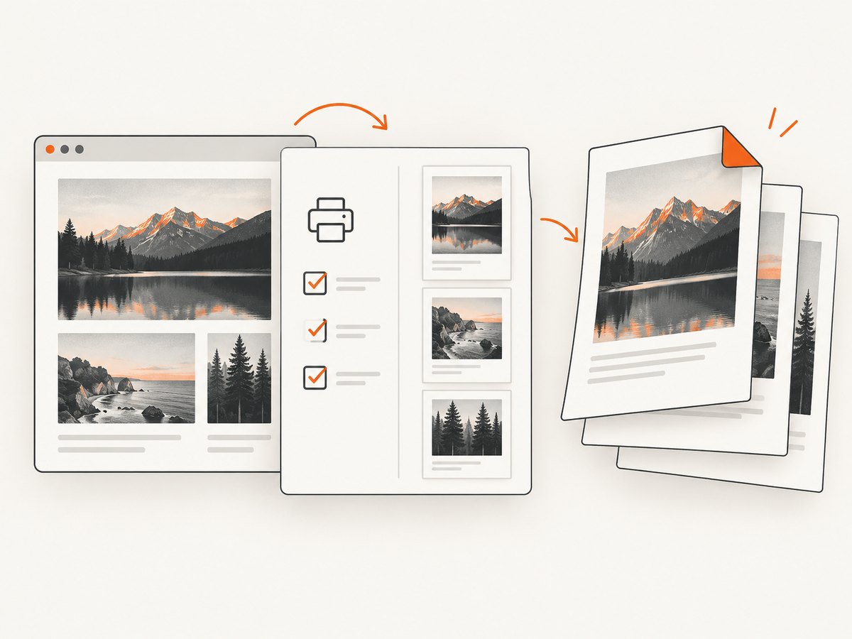 Print preview reveals how images and page breaks will appear in the saved PDF.