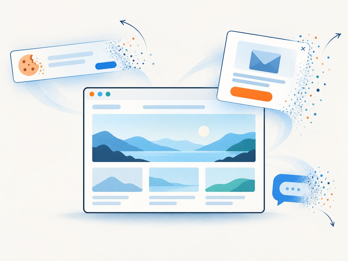 Removing overlays before capture keeps consent banners, popups, and chat widgets out of the final image.
