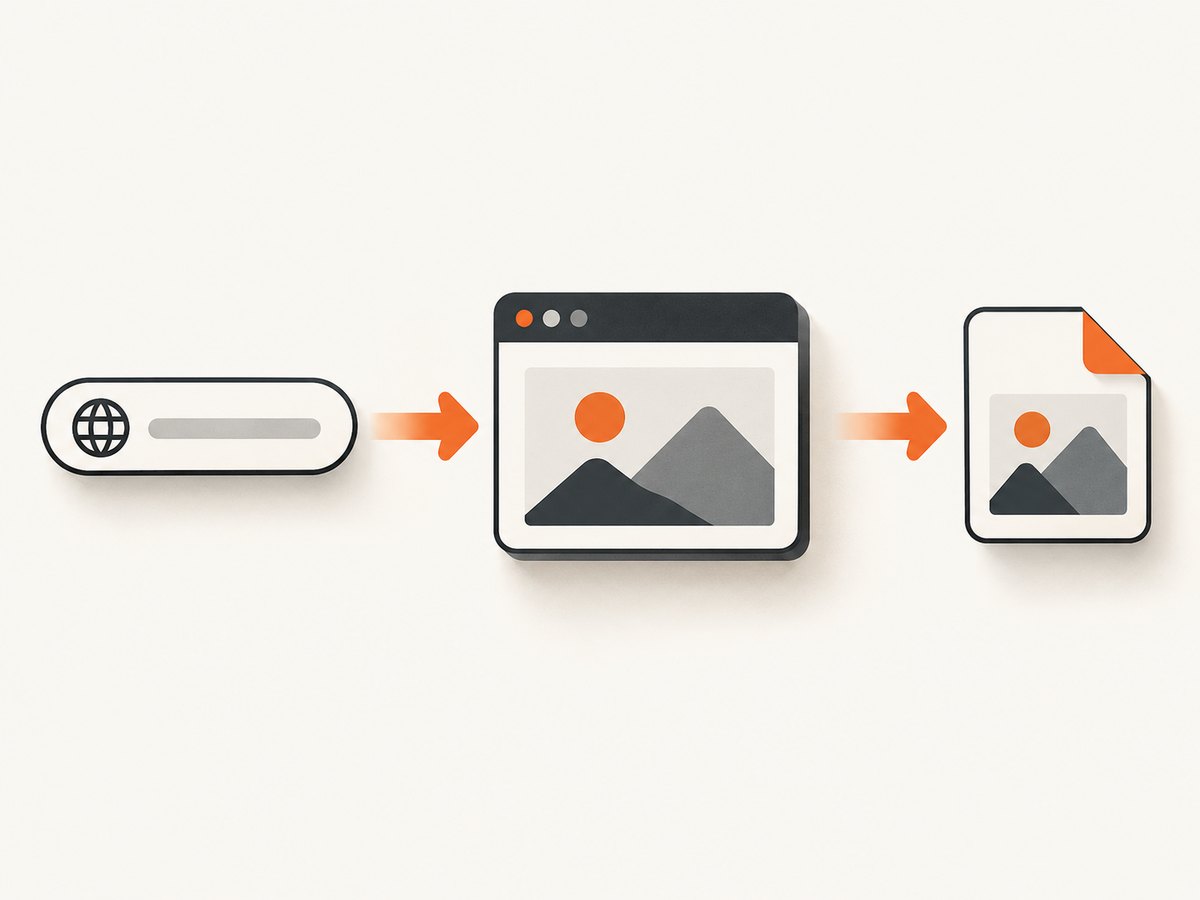 A screenshot request is rendered by a browser and encoded as PNG pixels.