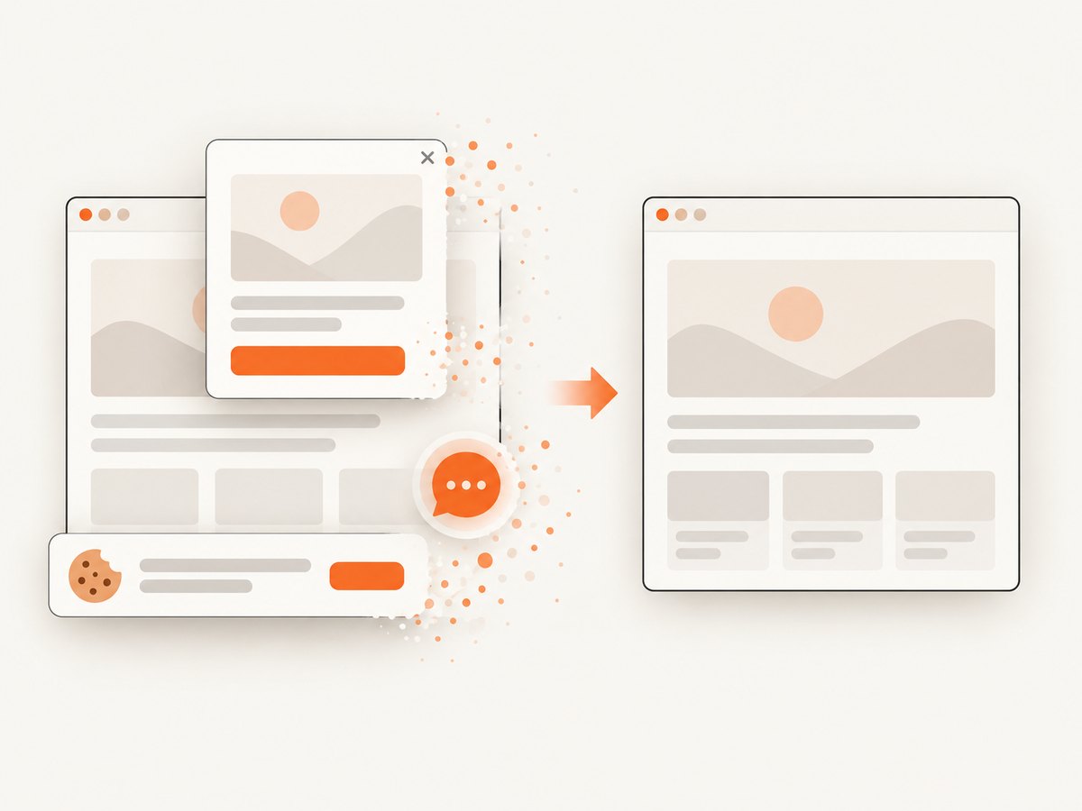 Cleanup before capture produces a page image without common overlays.